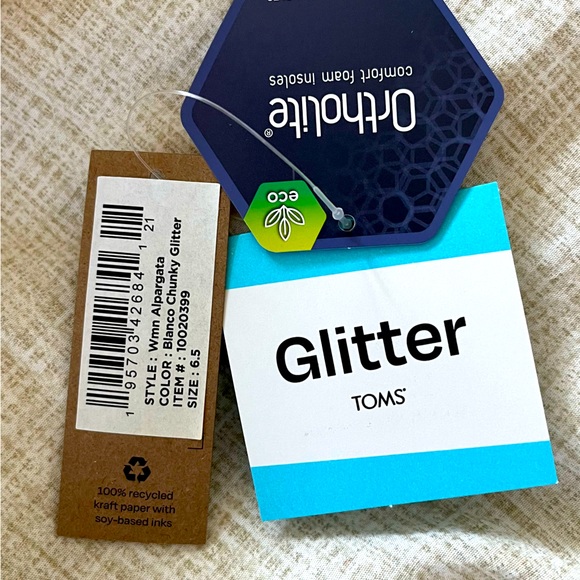 NWT Rose gold glitter Toms Alpargatas size 6.5, pristine! - Picture 9 of 12